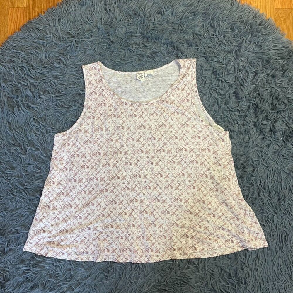 Artisan NY 100% Linen Floral Print Tank Top Size XL